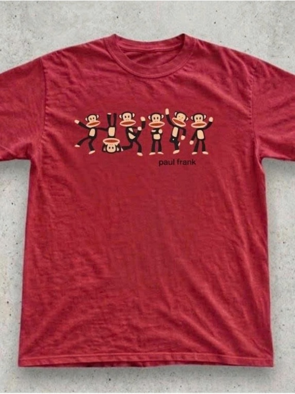 Gildan Red Short Sleeve Tee with Playful Monkey Graphic